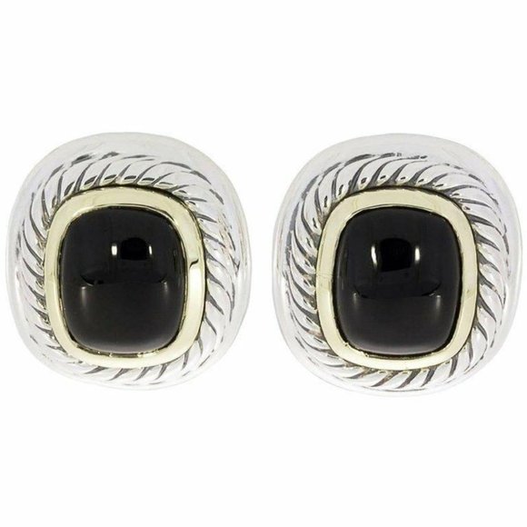 David Yurman Onyx 14k Gold Silver Studs